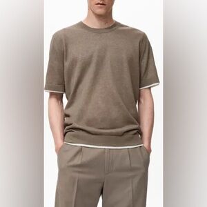 57. Mango • NWT $114 Contrast Trim Cotton Blend T-Shirt